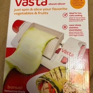 Red and White Kitchen Slicer for Effortless Vegetable Prep